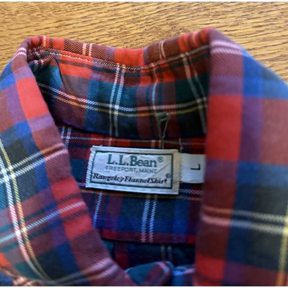 Vintage Men's LL Bean Rangeley Red Plaid Long Sleeve Flannel Shirt Size Large - Picture 4 of 6